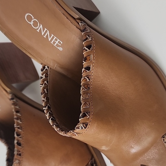 Women's Connie Stirrup Peach Caramel Leather Western Mules Clogs 7M - Picture 6 of 10